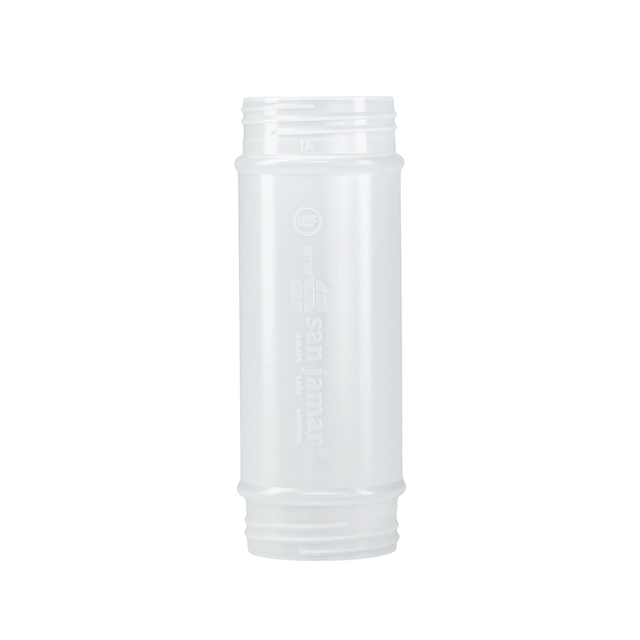 San Jamar Ez Kleen Plastic Sauce Bottle With Small Valve For Thin Sauces And Vinaigrettes, 16 Ounces, White, (Pack Of 12)