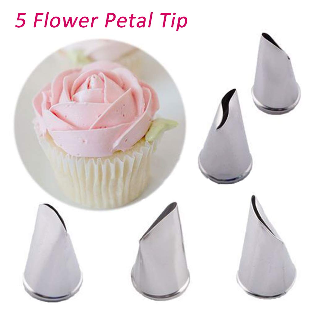 Beespring Rose Petal Nozzles,Diy Stainless Steel Icing Piping Nozzle,Cake Decoration Icing Tips Ideal Pastry Diy Tools Kit For C