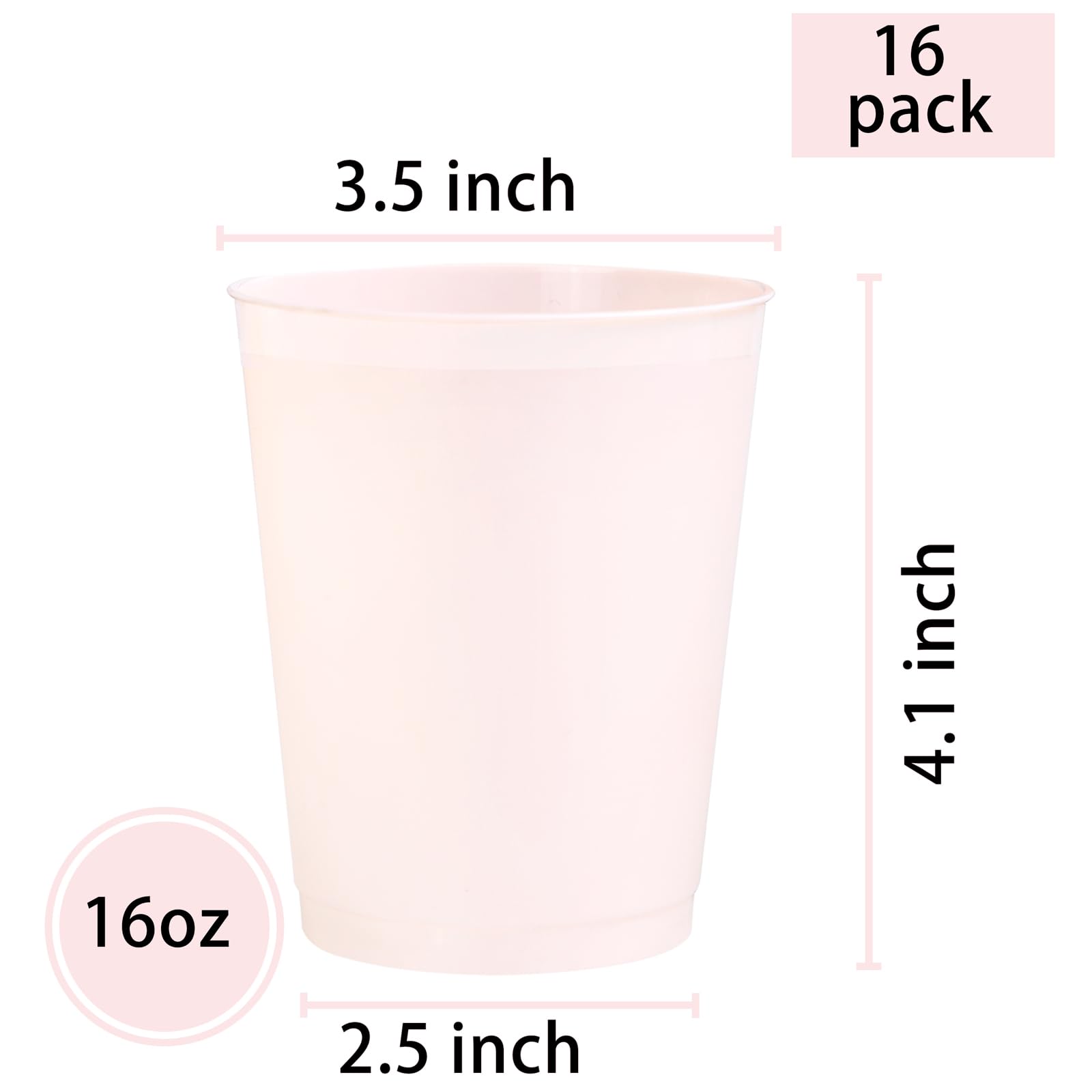 Liacere 16 Pcs Pink Plastic Cups 16Oz Plastic Cups Bachelorette Party Cups Pink Disposable Cups Bride Cups Perfect For Wedding &