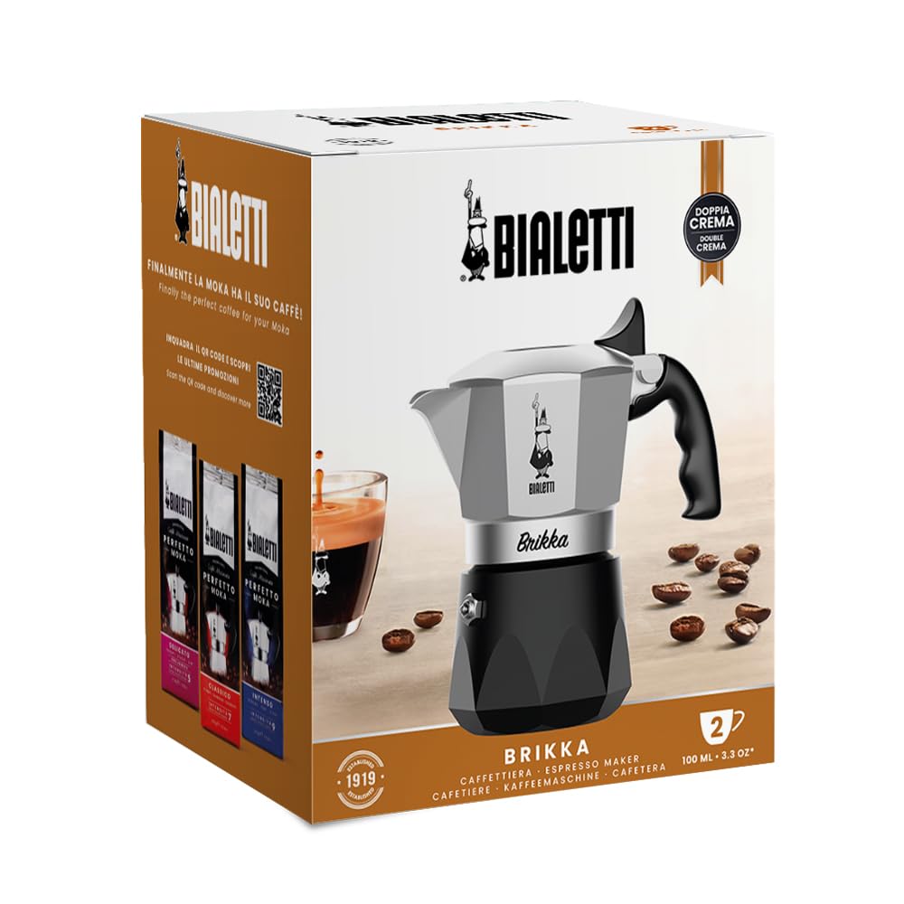 Bialetti Nuova Brikka 2 Cups 2023 | Moka Caffetteria Caff Espresso 0007327