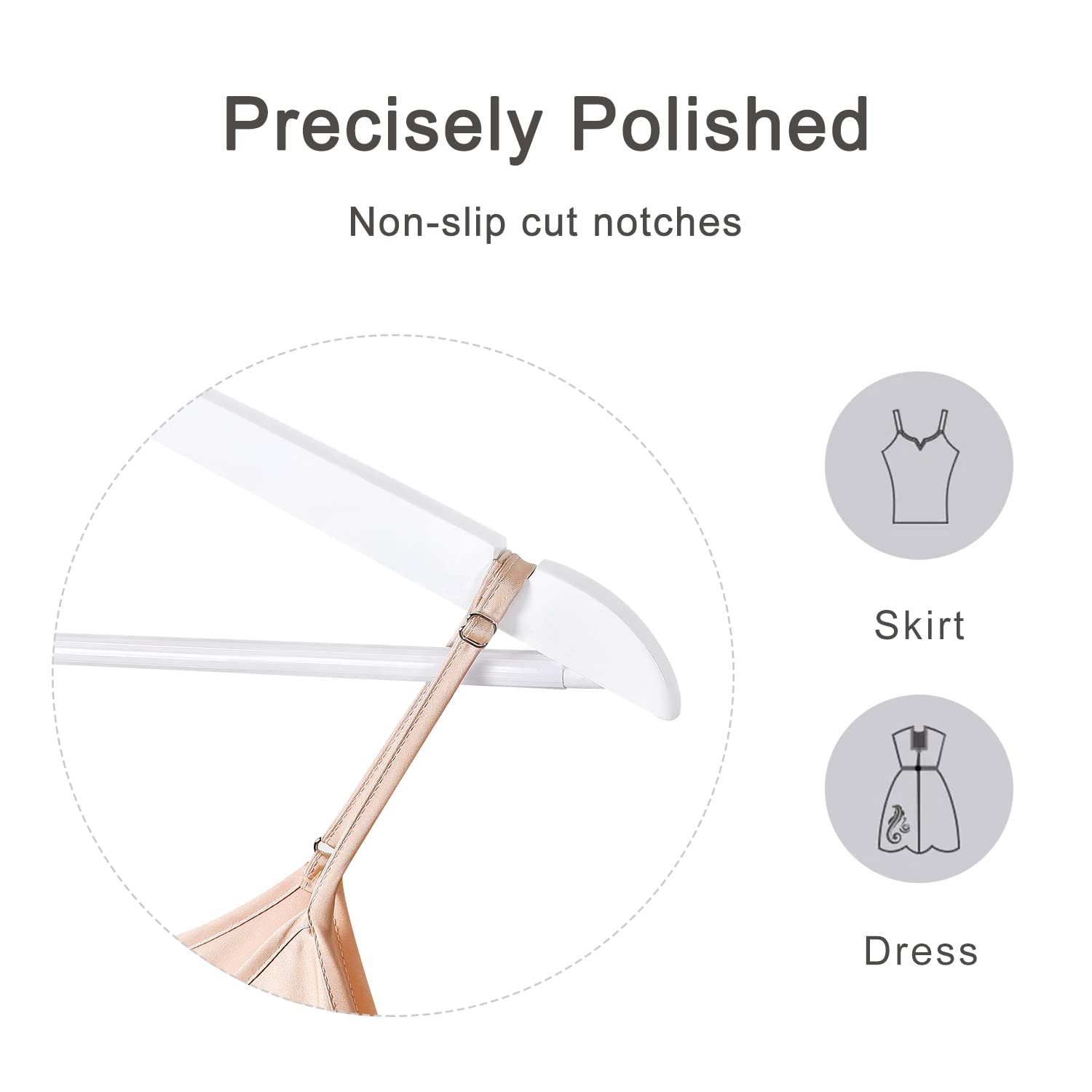 Topia Hanger Wooden Coat Hangers 30 Pack, White Wood Suit Hangers With Non Slip Pants Bar, 360 Swivel Hook And Shoulder Notches