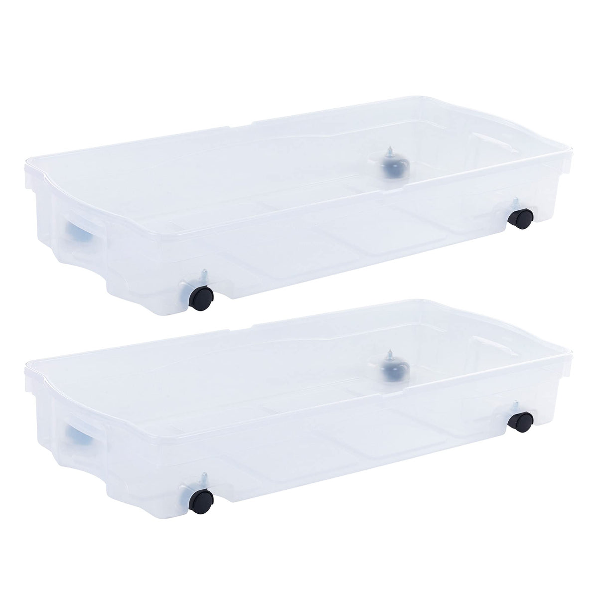 Rubbermaid Under Bed Wheeled Storage Box, 68 Qt 2-Pack, Made In Usa, Plastic Containers With Dual-Hinged Lids And Sturdy Wheels,
