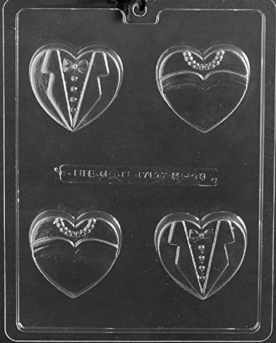 Grandmama'S Goodies W073 Wedding Bride Groom Heart Cookie Chocolate Candy Soap Mold With Exclusive Molding Instructions