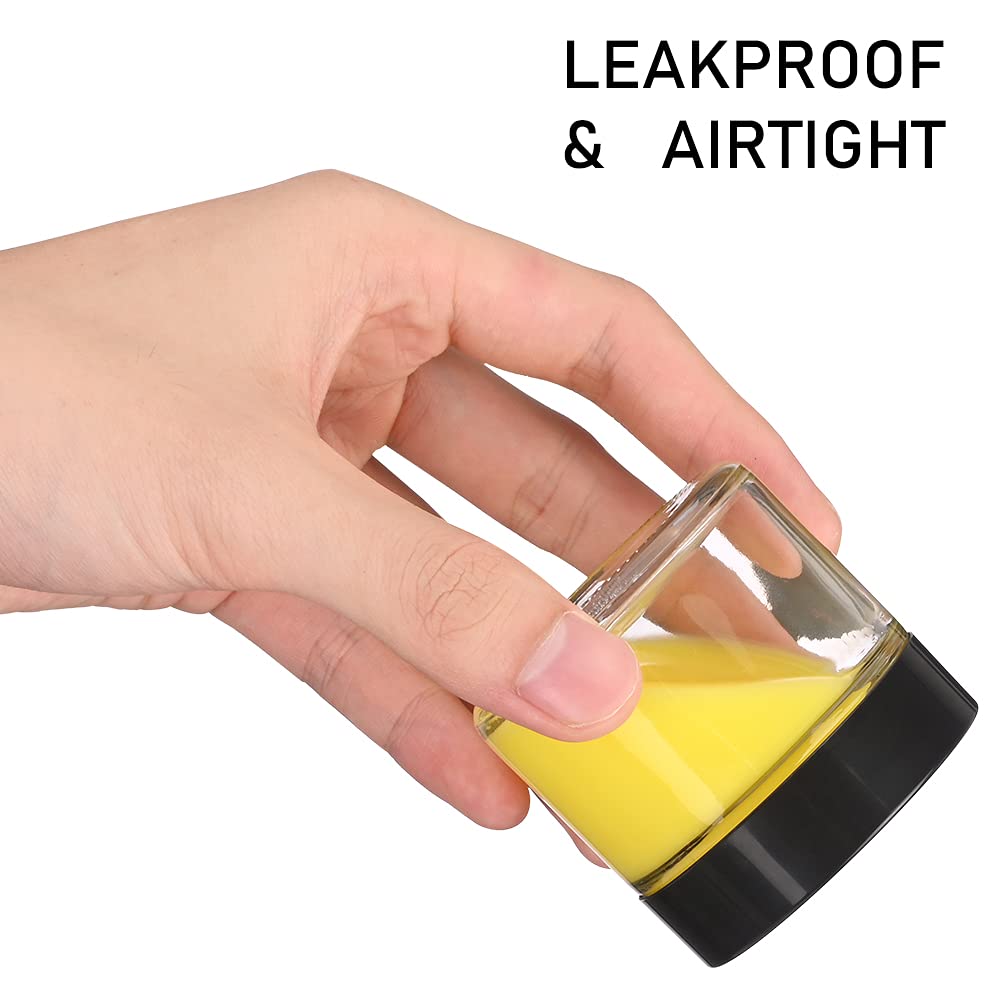 Bumobum 2 oz Glass Jars with Lids  3 pack Clear Small Jar with Black Lids  Blank Labels & Inner Liners  60 ml Empty Round Cosmetic Containers for Sample  Powder  Cream  Lotion  Spice