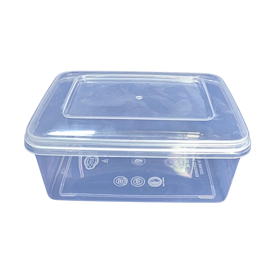Aanij Reusable Clear Plastic Storage Containers Size 650 Ml With Airtight Lids Rectangular Stackable Storage Basket For Kitchen