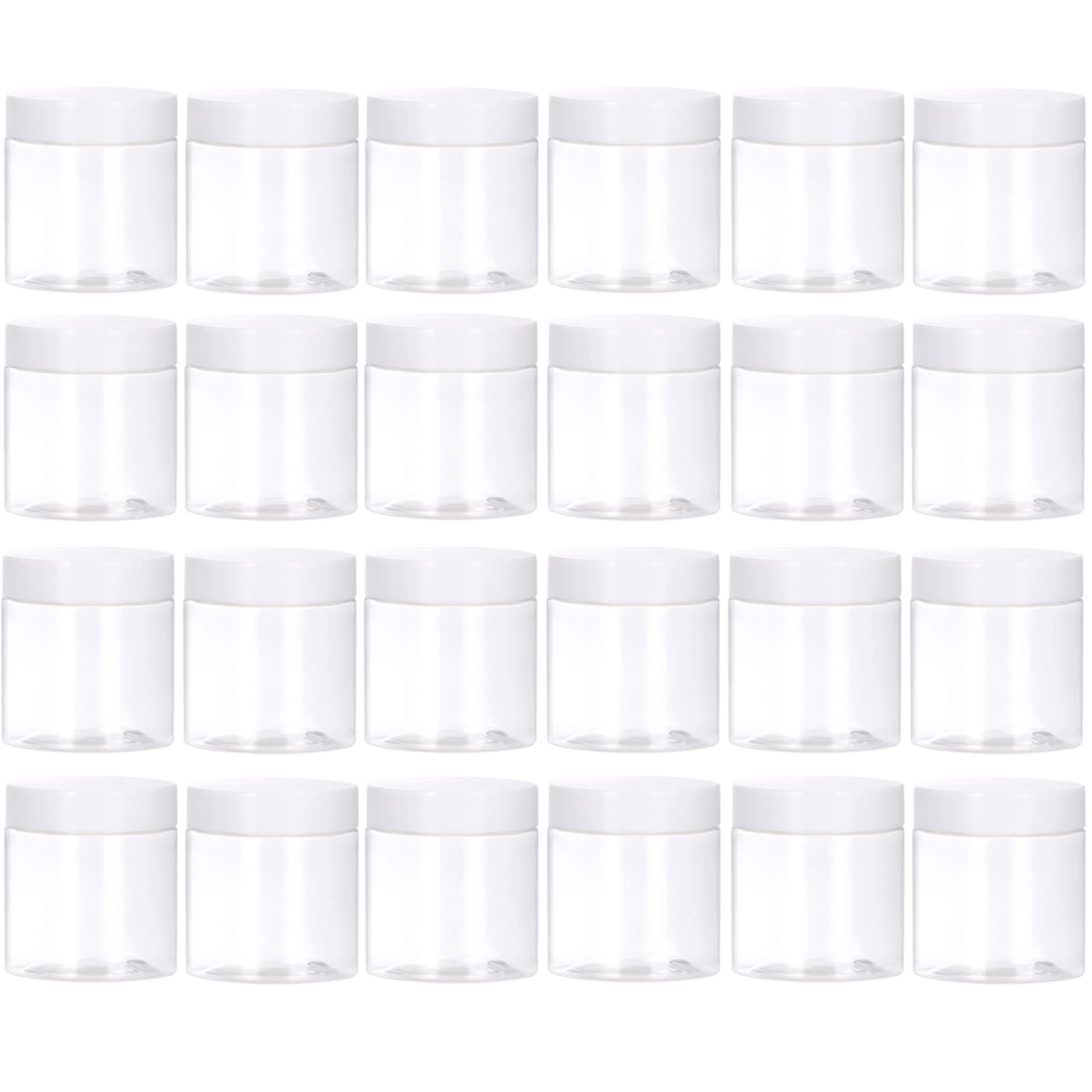 Tuzazo 2 Oz Plastic Jars Round Clear Cosmetic Container Jars With Lids And Labels, 24 Pack Small Plastic Jars For Lotion, Cream,