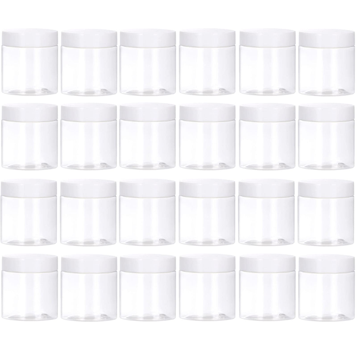 Tuzazo 2 Oz Plastic Jars Round Clear Cosmetic Container Jars With Lids And Labels, 24 Pack Small Plastic Jars For Lotion, Cream,