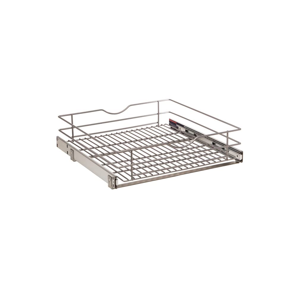 Knape & Vogt Simply Put 20.5-In W X 5.7-In H Metal 1-Tier Pull Out Cabinet Basket, 20 Inch, Frosted Nickel