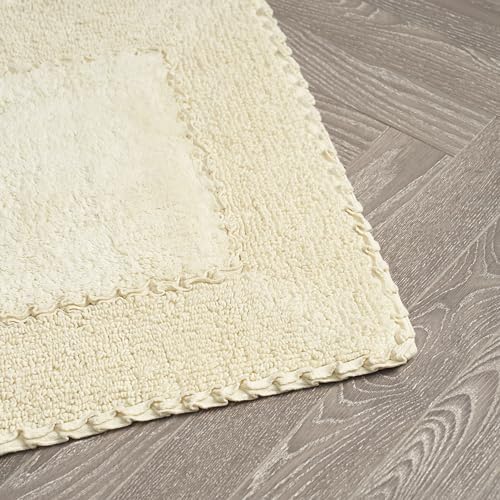 Laura Ashley Ruffle Border 100% Cotton Bath Rug Set, Yellow, 17'' X 24''/ 20'' X 32''