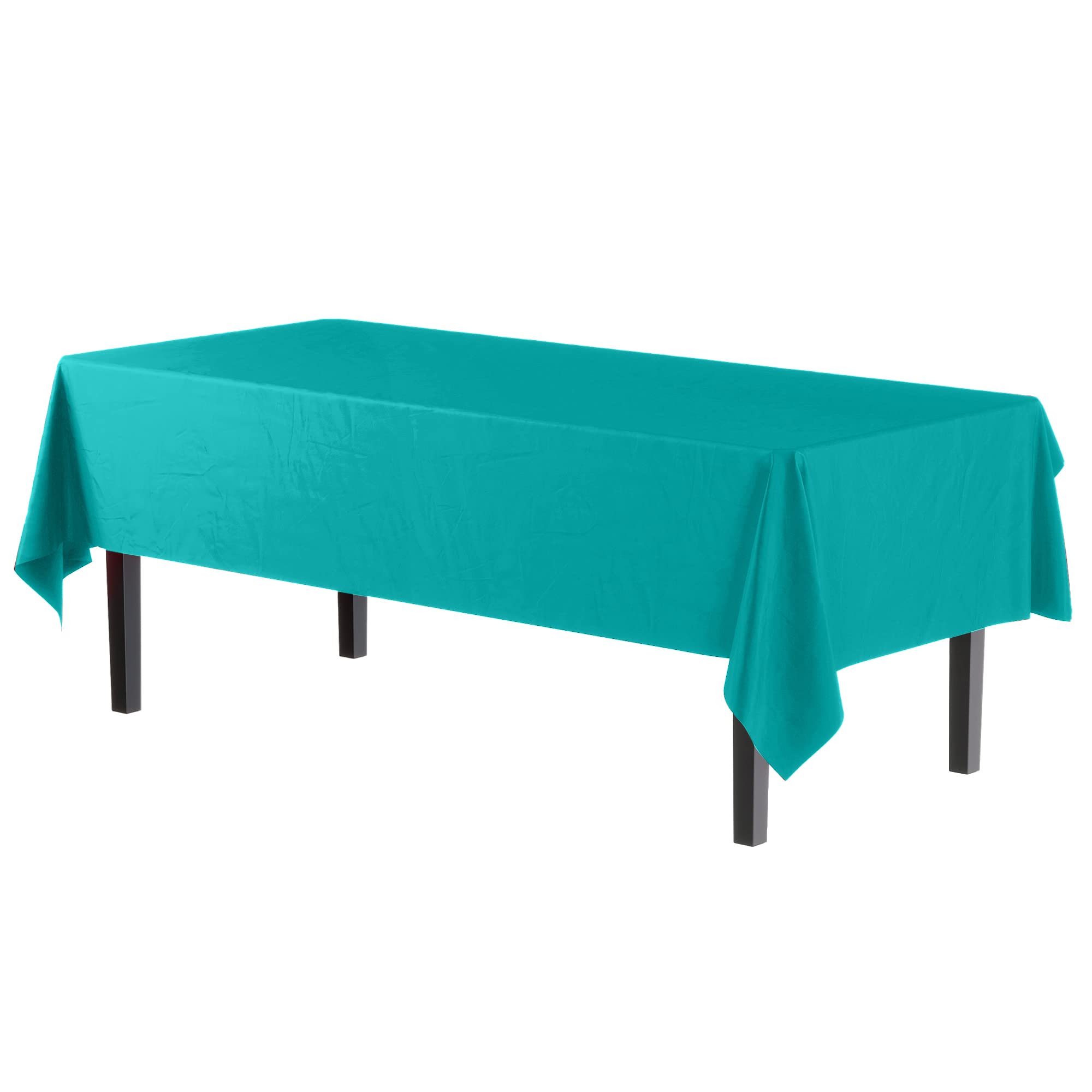 Exquisite 6-Pack Premium Plastic Tablecloth 54In. X 108In. Rectangle Plastic Table Cover - Aqua