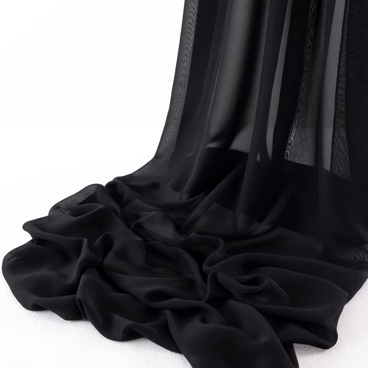 Mds Pack Of 5 Black 10Ft Chiffon Table Runner 29X120 Inches Wedding Runner For Wedding, Decorations For Birthday Parties, Banque