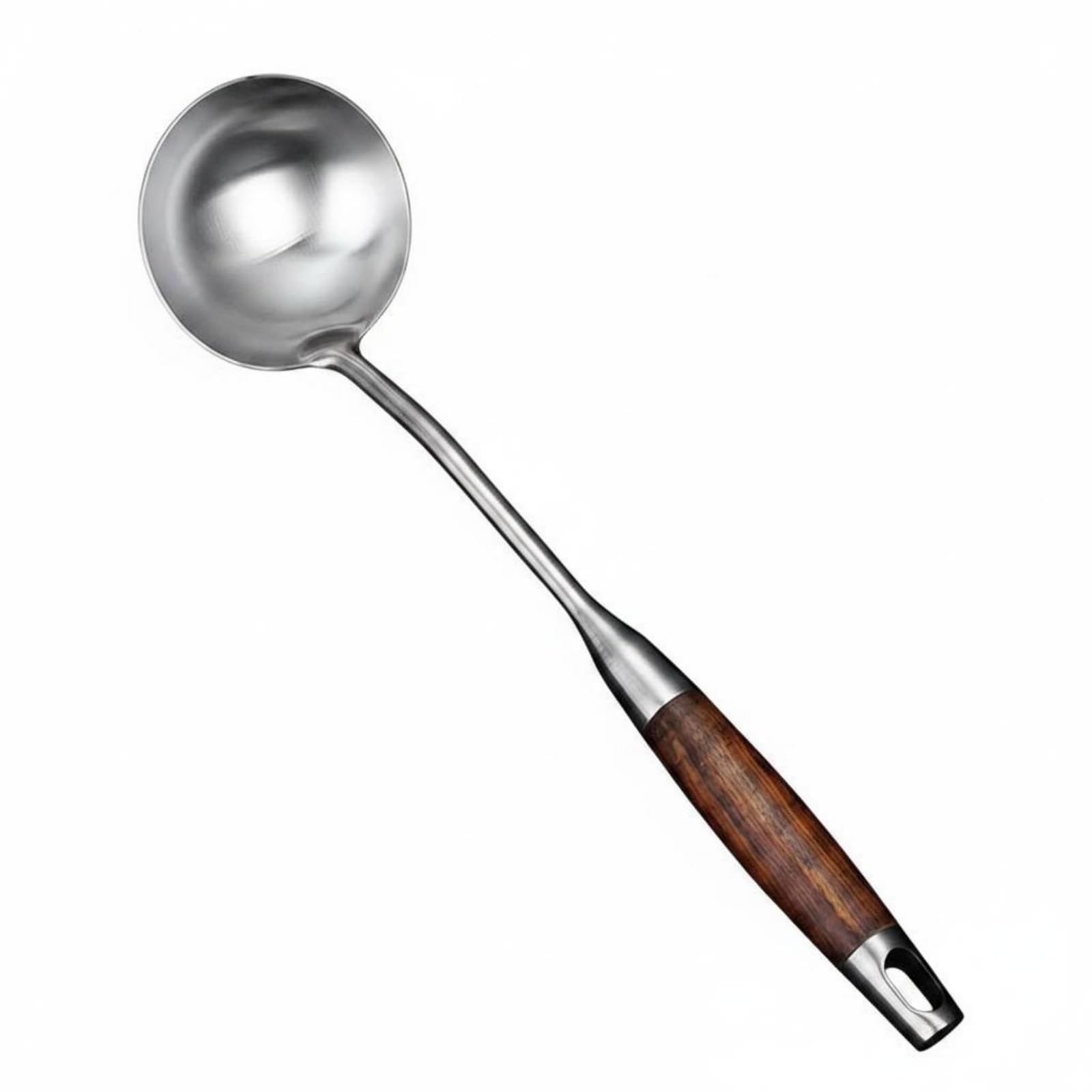 Ecomistiq Metal Shaft Long Handled Kitchen Utensil Polished Finish Wood Handle Utensil, Rosewood Soup Spoon | Cooking Utensils T