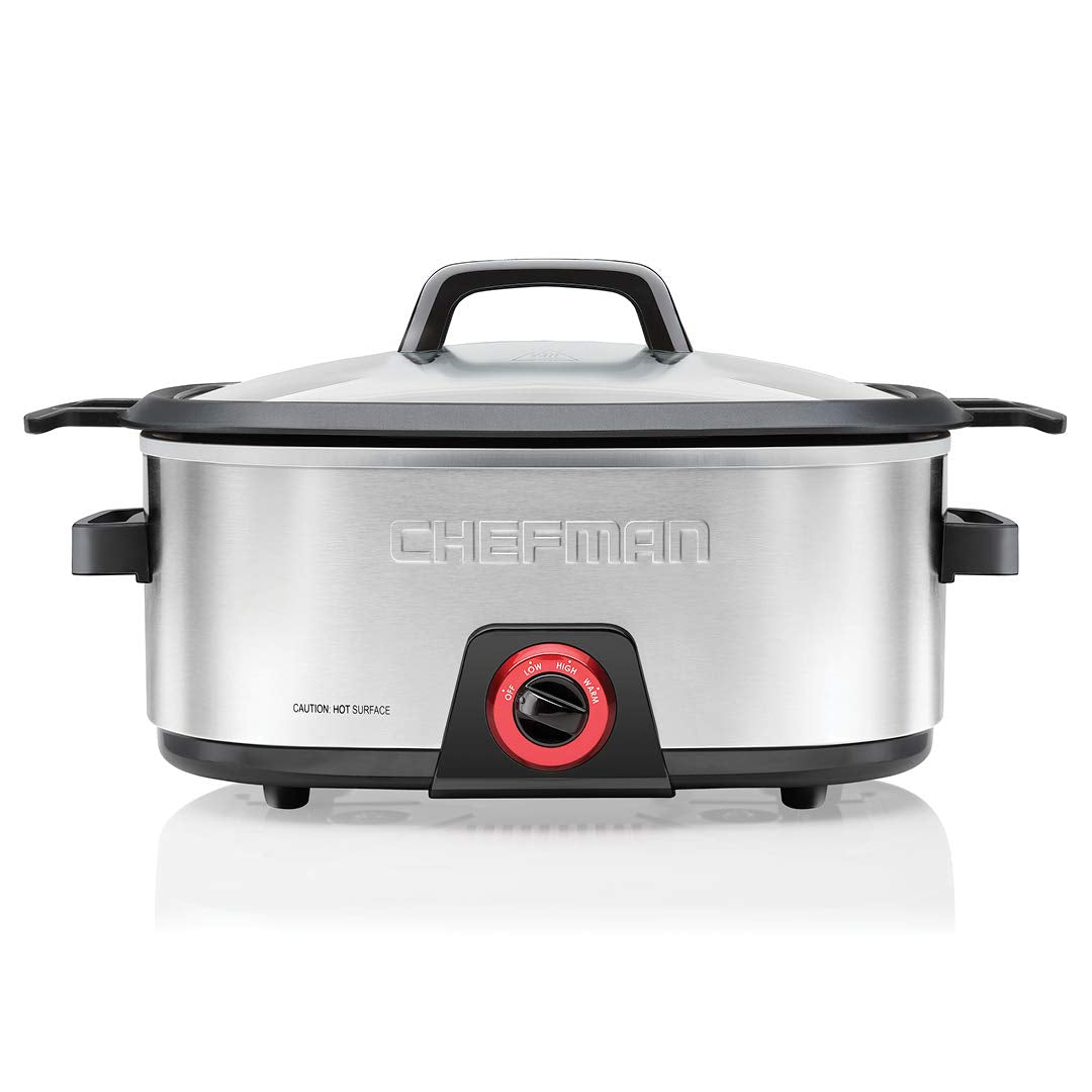 Chefman 6-Quart Slow Cooker, Electric Countertop Cooking, Stovetop & Oven-Safe Removable Insert for Browning & Saut  ing, Family