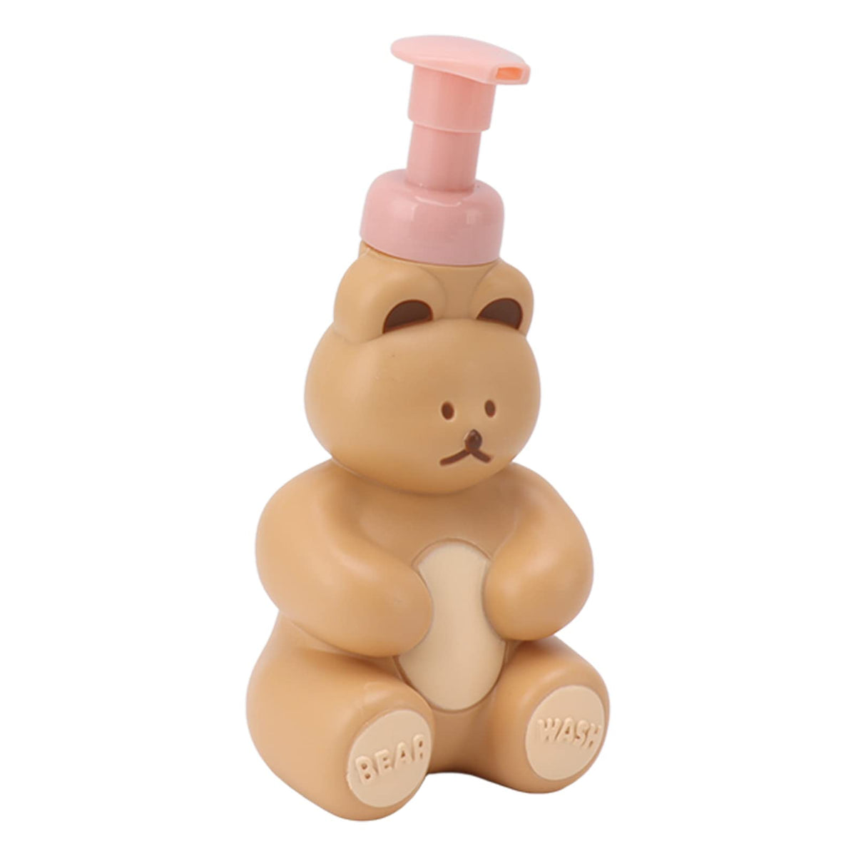 Empty Liquid Hand Dispenser Bottle Cartoon Bear Shape Shower Container Pump Bottle For Hand Washing (Small Milk Tea Color)