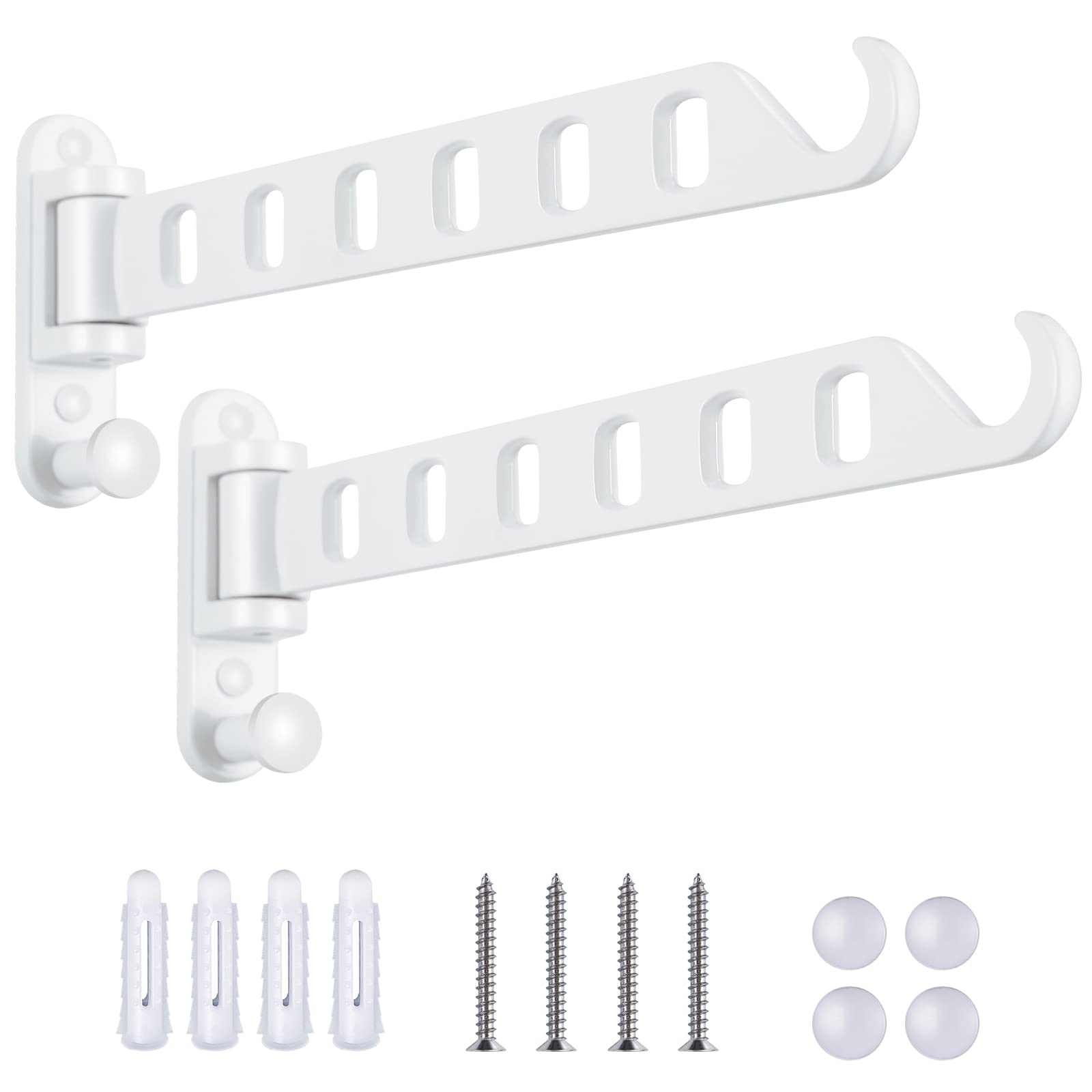 Skiken Wall Mounted Clothes Hanger With Swing Arm, Wall Mounted Swing Away Drying Rack, 180Rotation, Safe Laundry Hanger, Space