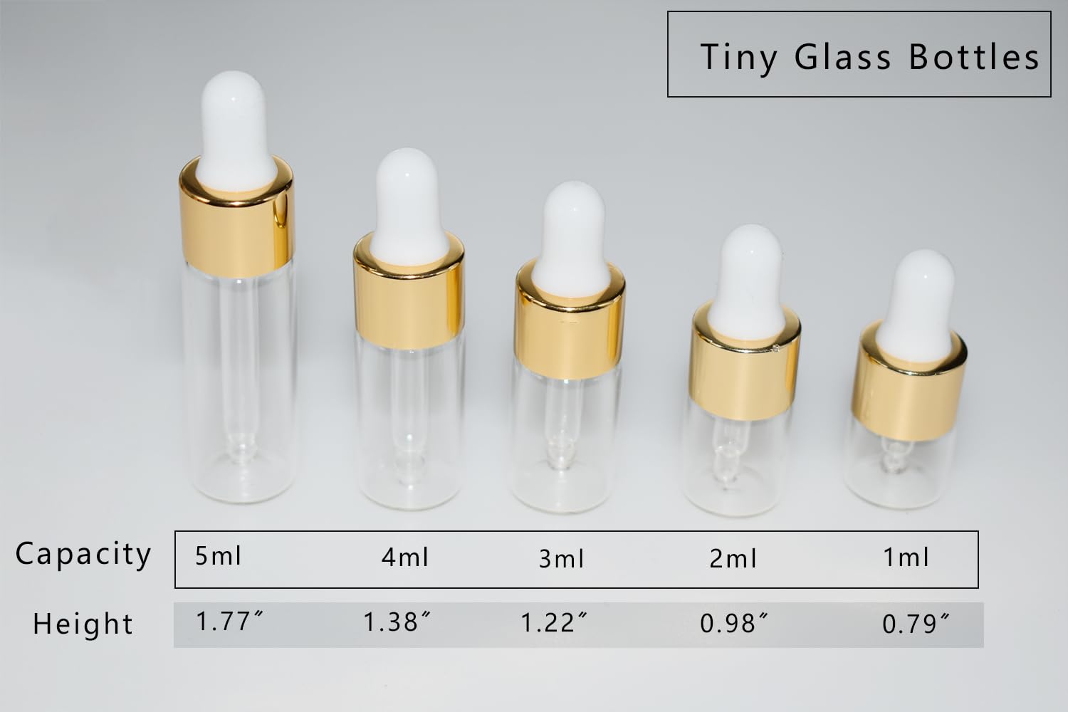 Hustar Small Dropper Bottle, 10Pcs 1Ml Mini Sample Dropper Bottles Mini Makeup Containers For Travel Liquids Tiny Glass