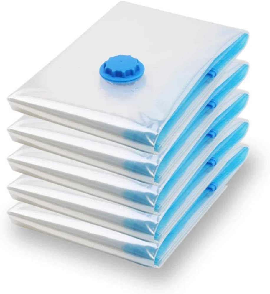 Wolblix Vacuum Storage Sealer Bags 6 Pcs (3 X Jumbo, 3 X Large) For Clothes, Dress, Winter Coats, Blankets, Pillows Comforters F