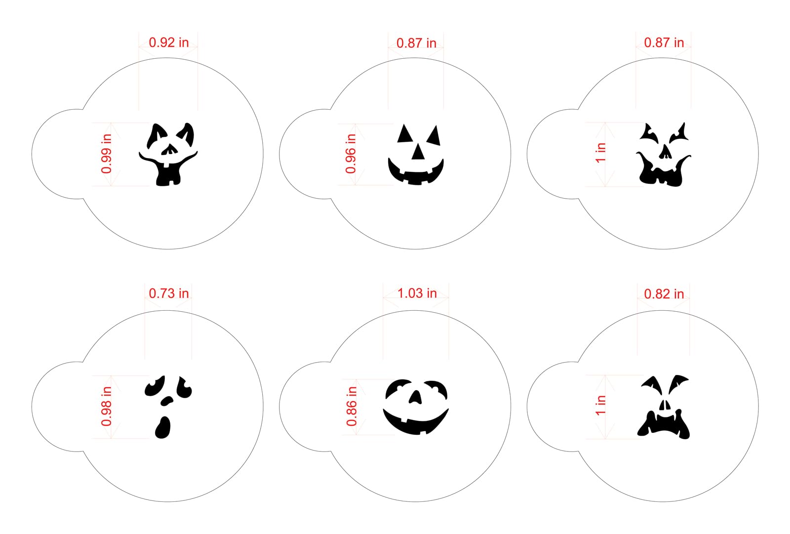 Designer Stencils 742 Mini Jack-O-Lantern Faces Cookie Stencils, Beige/Semi-Transparent