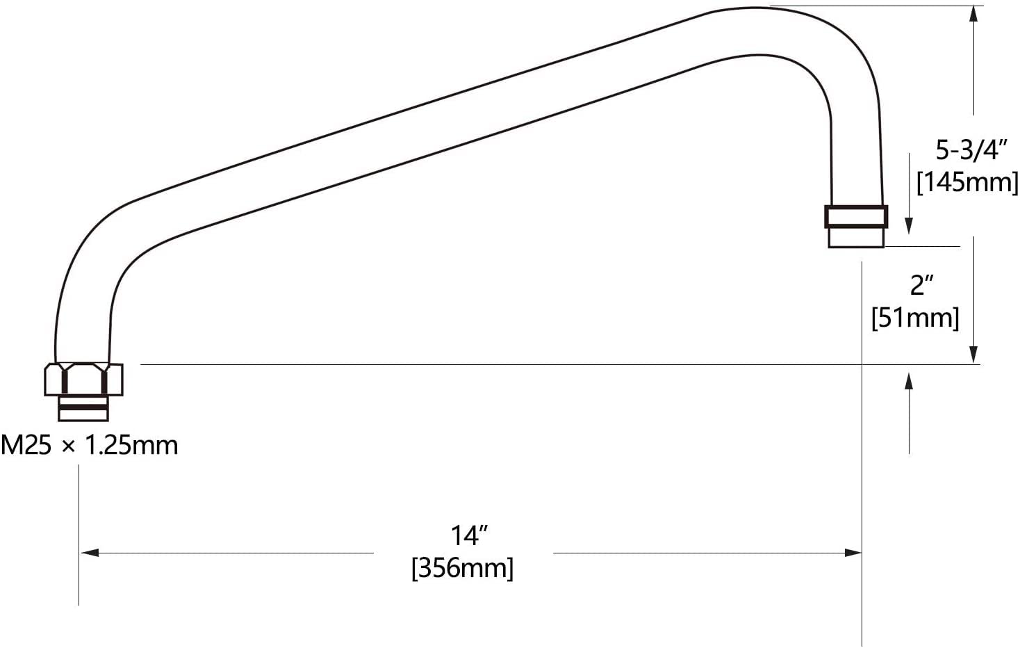 Coolwest 14    Swivel Nozzle Spout Replacement Part For Commercial Kitchen Sink Faucet, Long Swing Nozzle For Faucet Working On