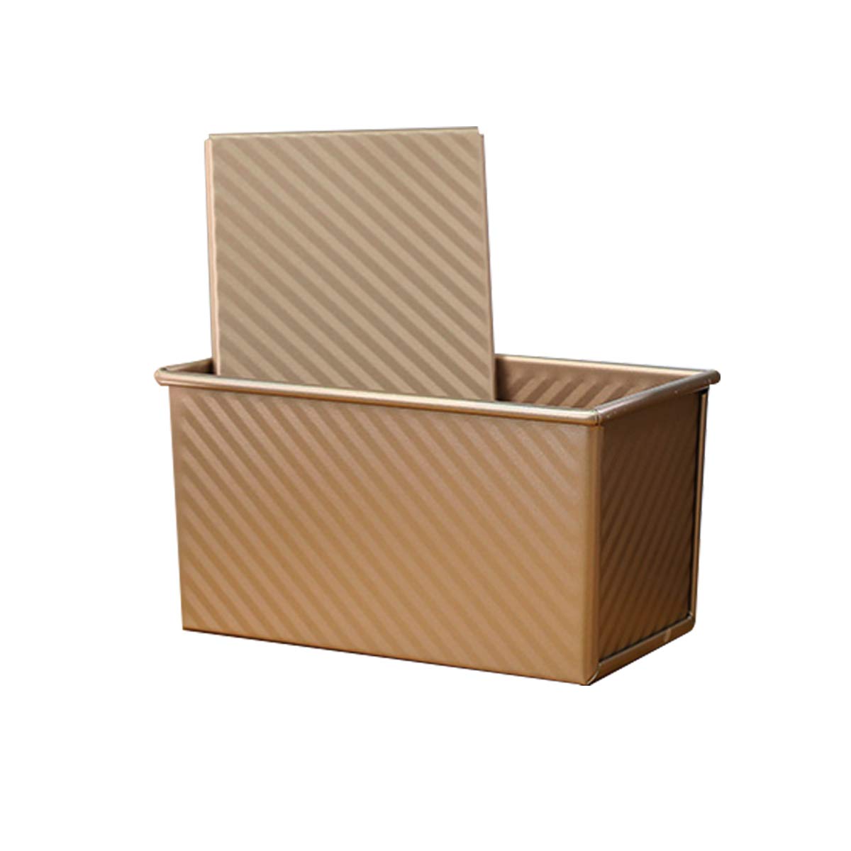 Kofebe Loaf Pan With Cover,Toast Box Mold Non-Stick Bakeware Carbon Steel Corrugated Baking Bread Pan,1Lb Dough Capacity