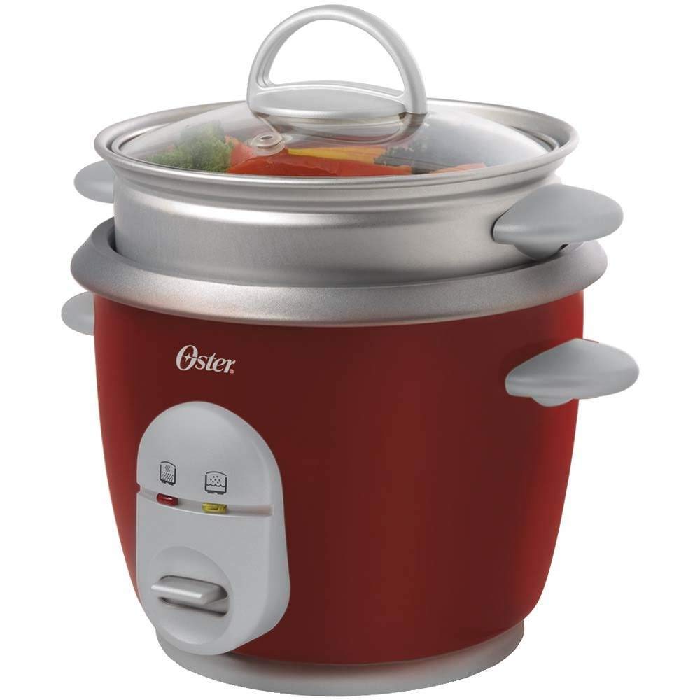 Oster 6-Cup Rice Cooker With Steamer, Red (004722-000-000)
