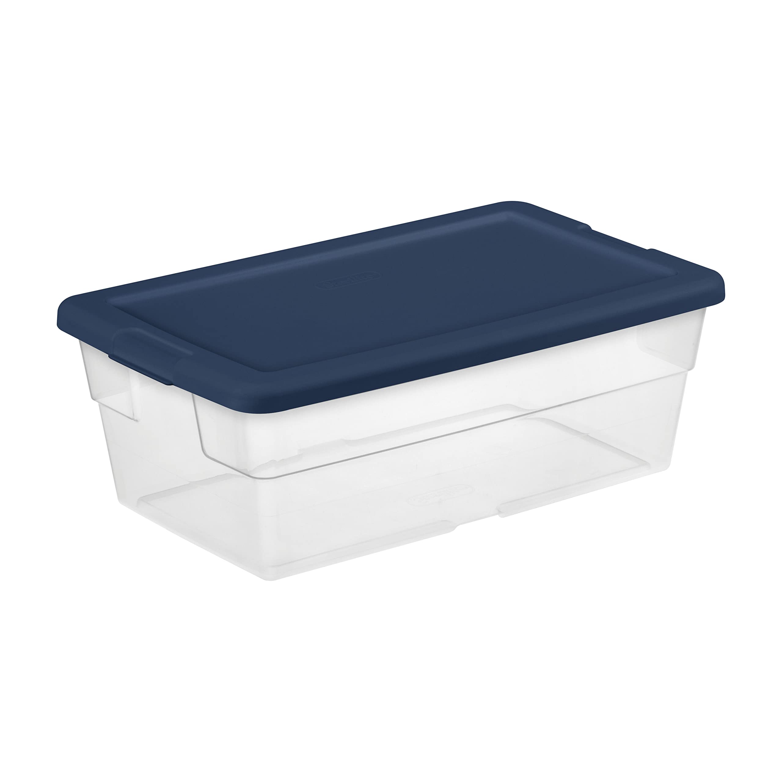Sterilite Set Of (5) 6 Qt. Storage Boxes Clears, 30 Pack, Marine Blue