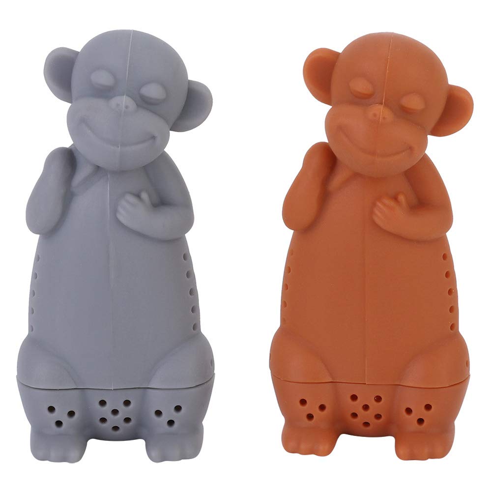 Fdit 3 Pcs Creative Cute Monkey Silicone Tea Infuser Strainer Silicone Tea Infuser of Food Grade Silicone Loose Leaf Strainer He