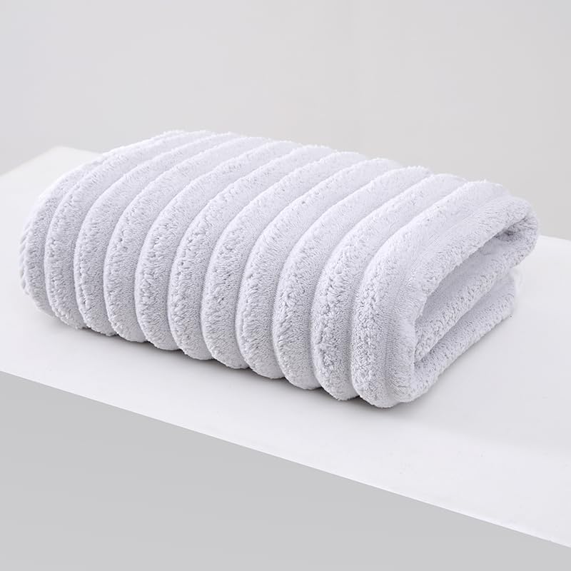 Soft Bath Sheet Towels, 35X70 Inches Microfiber Ribbed Oversized Bath Towels Extra Large For Bathroom, Home, Hotel, Spa, Beach,