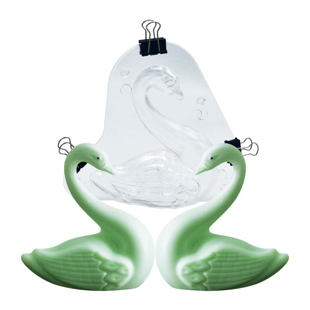 Tuke Big Size 3D Swan Chocolate Mold 5.68 X 5.16 X 1.88'' Crystal Jelly Candy Mould With 3 Clips Candy Cake Decoration Desserts