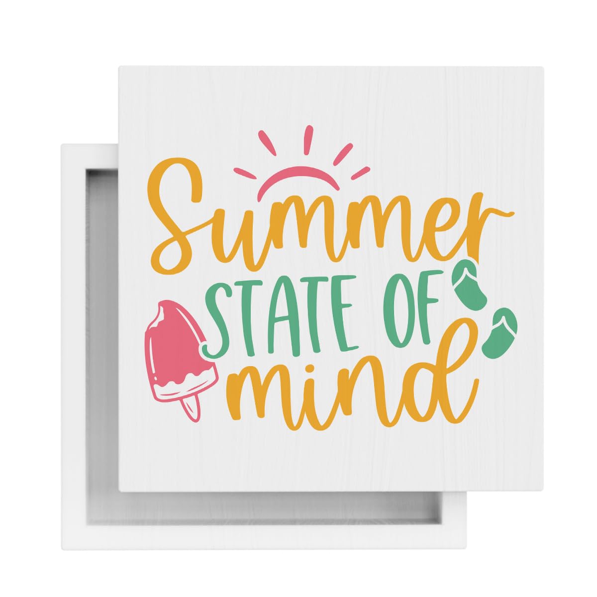 Summer Room Decor, Beachy Decor for Home Office Farmhouse Wooden Box Sign Plaque for Bathroom Bedroom Living Room Cubicle Deskto