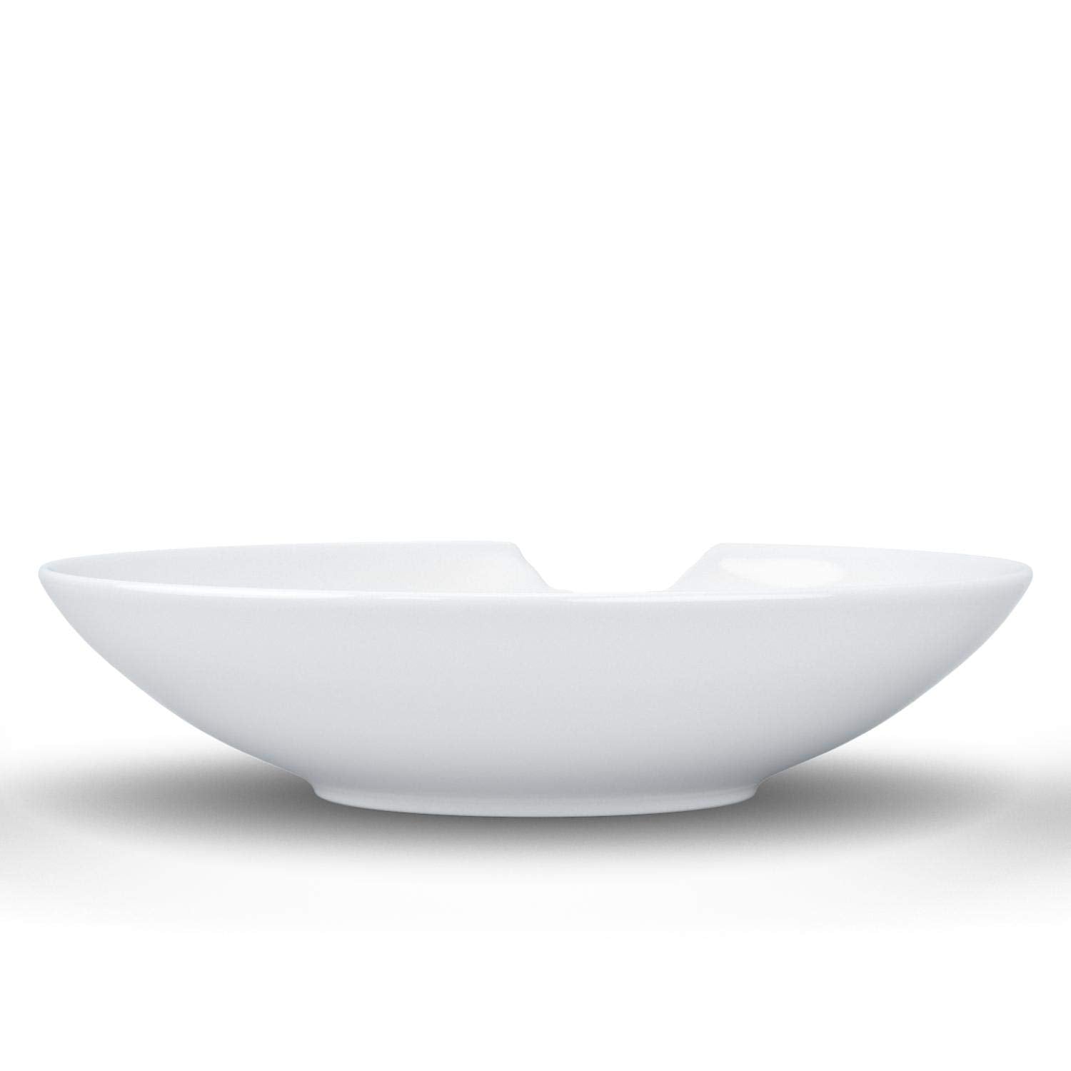 Fiftyeight Products Tassen Porcelain Small Deep Plates With Bite Mark, 7.1 Inch, White (Set Of 2 Plates)