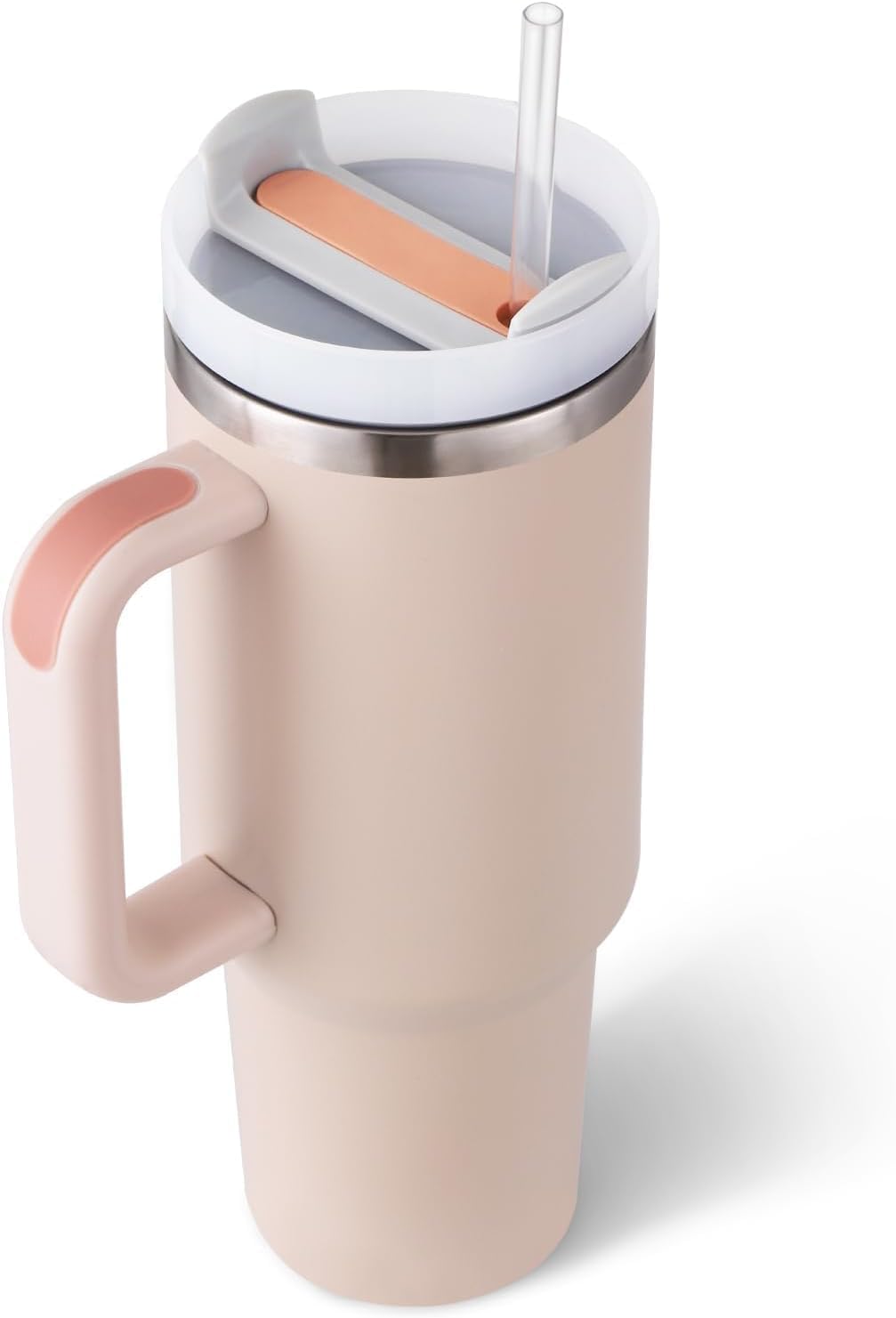 Kcalbkcor Stainless Steel Tumbler With Handle And Straw Lid, 40Oz Insulated Travel Mug With Rotating Lid, Cupholder Compatible D