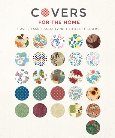Covers For The Home Vinyl Fitted Table Cover, Global Coffee, Fits 40"-44" Round, Flannel Backed, Model COMINHKPR140876