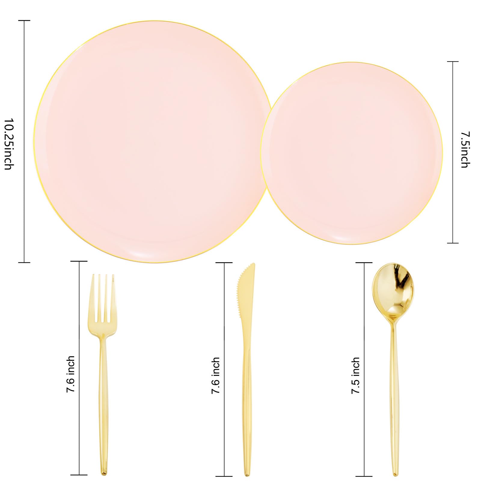 I00000 30 Guests Pink Plastic Plates For Party,Pink Valentine Plates, Gold Disposable Dinnerware Set Include 30 Dinner Plates,30