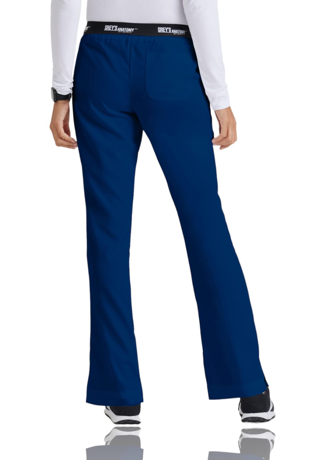 greys Anatomy 4275 3 Pkt Logo Waist Pant with Drawstring (Indigo, Large Tall)