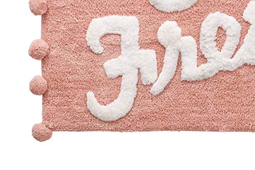 Vcny Home | Fresh Collection | Bath Rug - Ultra Plush Pom Pom Pile - Optimal Absorbency For Bathroom Use, 24'' X 60'', Blush