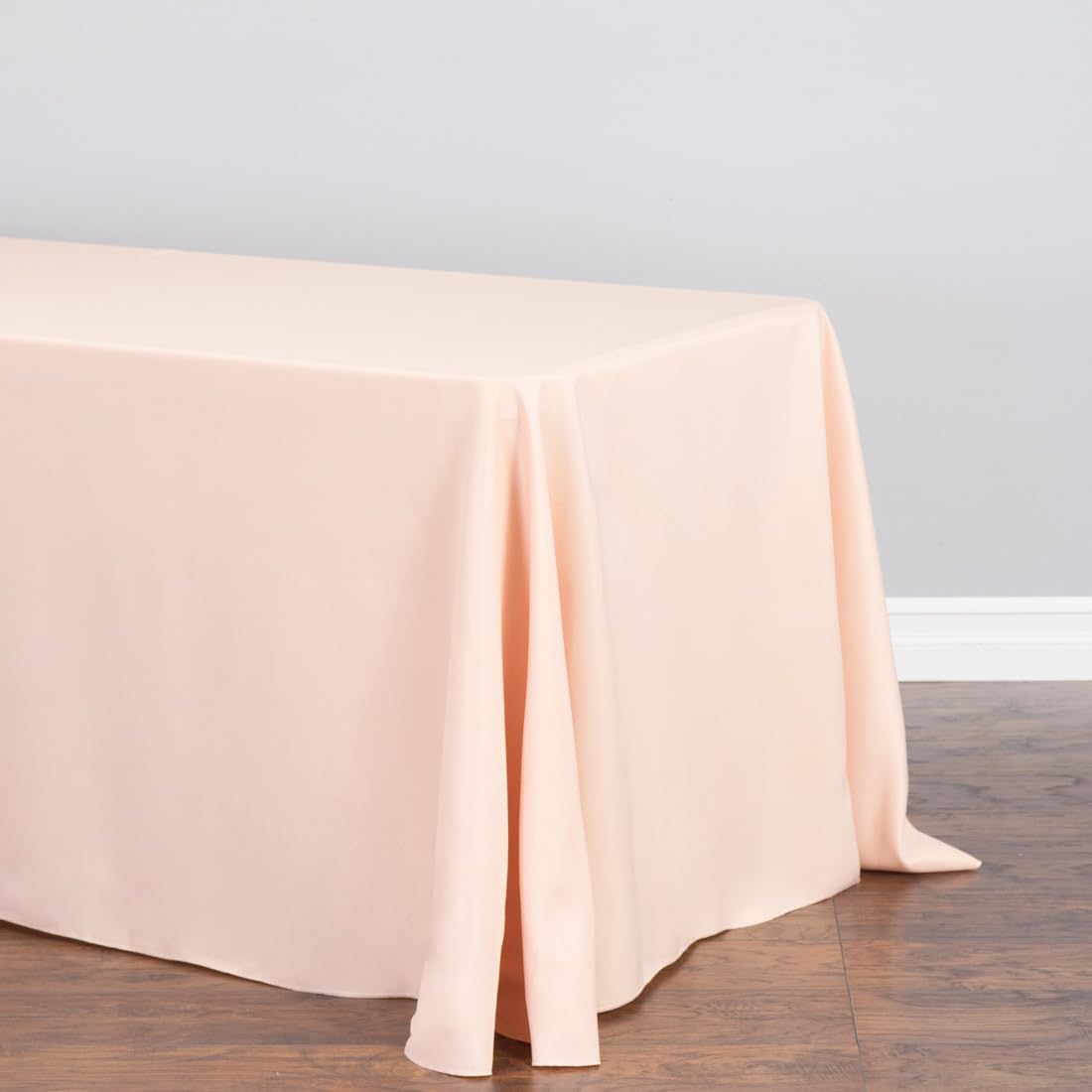 Ltc Linens 5-Pack Rectangular Tablecloths 90 In X 156 In With Rounded Corners - Peach Table Covers For 8 Ft Table With Floor-Len