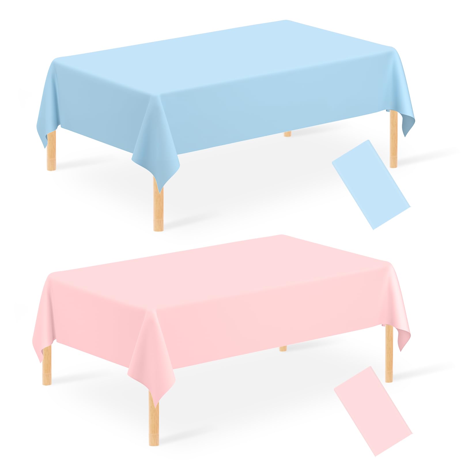 JCTHKUKU 2 Pack Gender Reveal Plastic Tablecloths, 54 x 108 Disposable Rectangle Pink and Blue Tablecloth, Party Supplies Table 