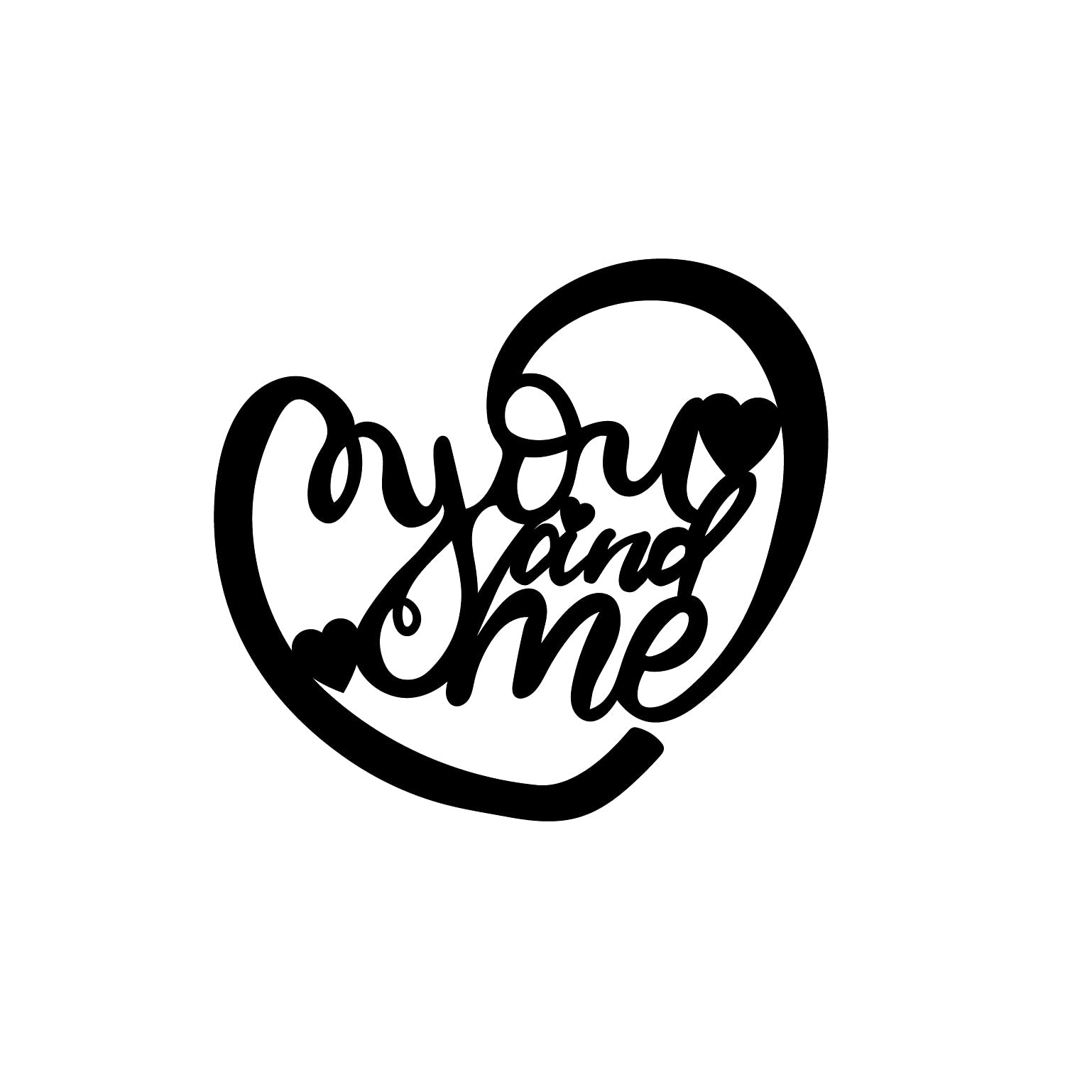 Ecraftindia Heart Shaped You And Me Love Quote Black Engineered Wood Cutout Wall Art Decor - Ideal Gift For Anniversary Or Weddi