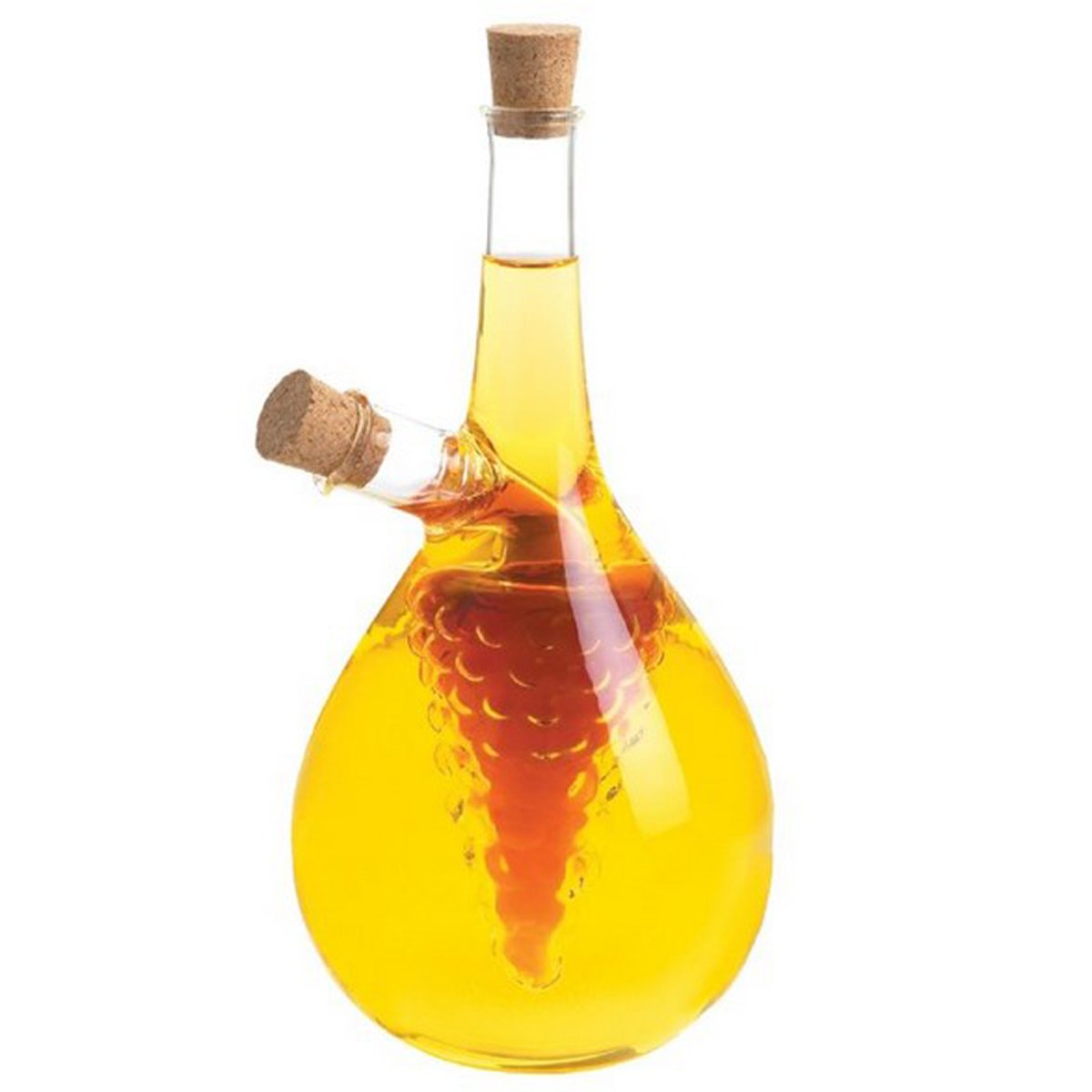 Eleton Kitchen Storage Cooking Tools Oil And Vinegar Glass Bottle, Grape Double Pourer Spout Stoppers Oil Vinegar Cruet