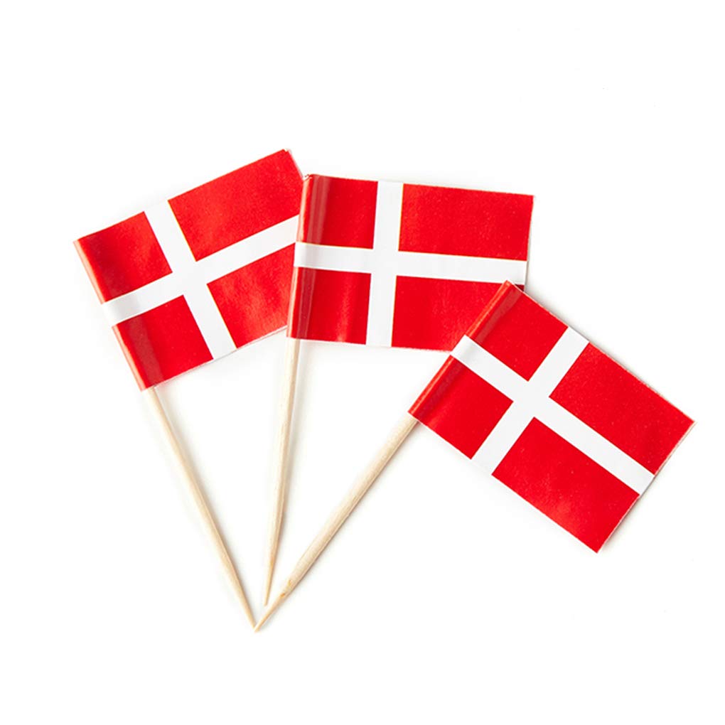 Denmark Flag Danish Dane Small Toothpick Mini Cupcake Flags Decorations (100 Pcs)