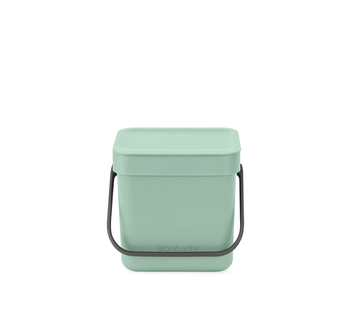 Brabantia Sort & Go Food Trash Can (08 Galjade Green) Small Countertop Kitchen Compost Caddy With Handle & Removable Lid, Easy C