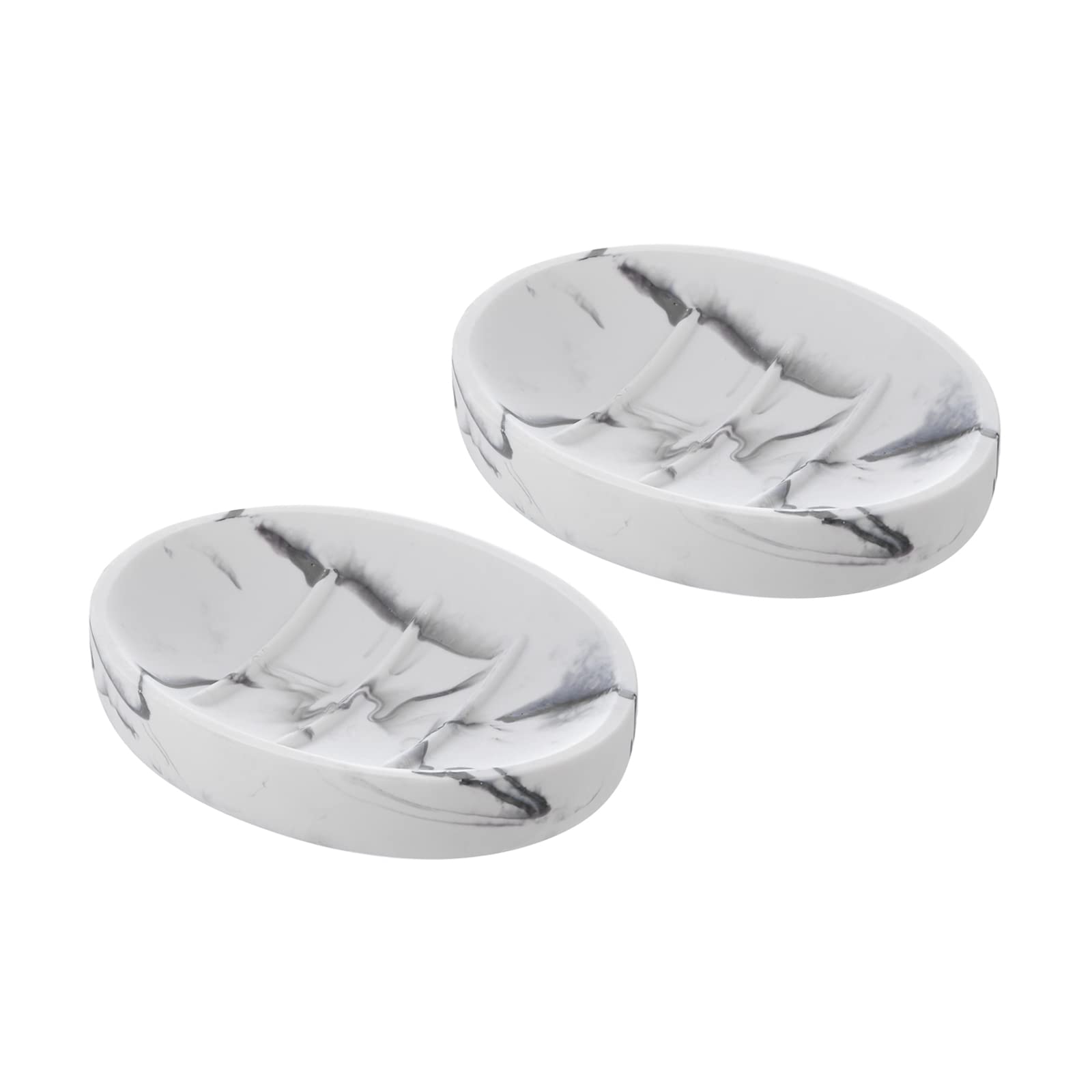 INIUNIK 2 Pack Resin Soap Dish, Marble Look Soap Holder Shower Soap Dishes for Bar Soap, Bar Soap Holder Soap Tray Soap Saver fo