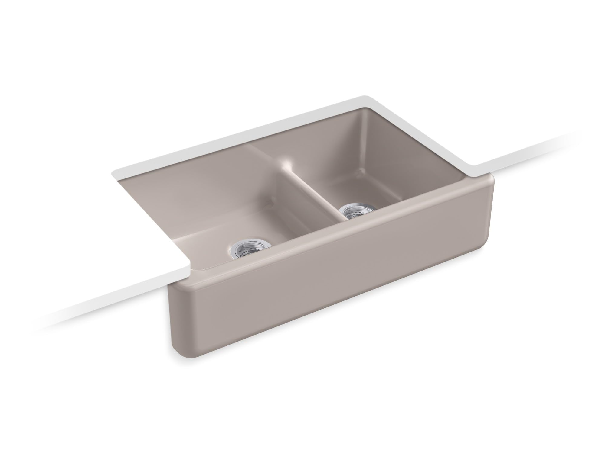 KOHLER Whitehaven Smart Divide 35.75 in. Undermount Double-Bowl Farmhouse Kitchen Sink