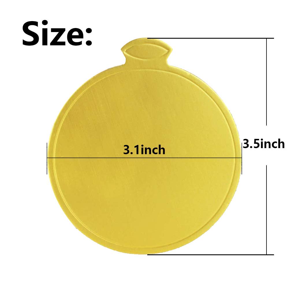Hansgo Mini Round Golden Cardboard Cake Base, Mousse Cake Boards 100Pcs Paper Plates Circle Dessert Board Base Grease