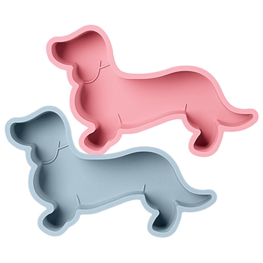Kichvoe 2 Pack Pink & Gray Set Dachshund Silicone Mold 13.14*7.28*2.00 in