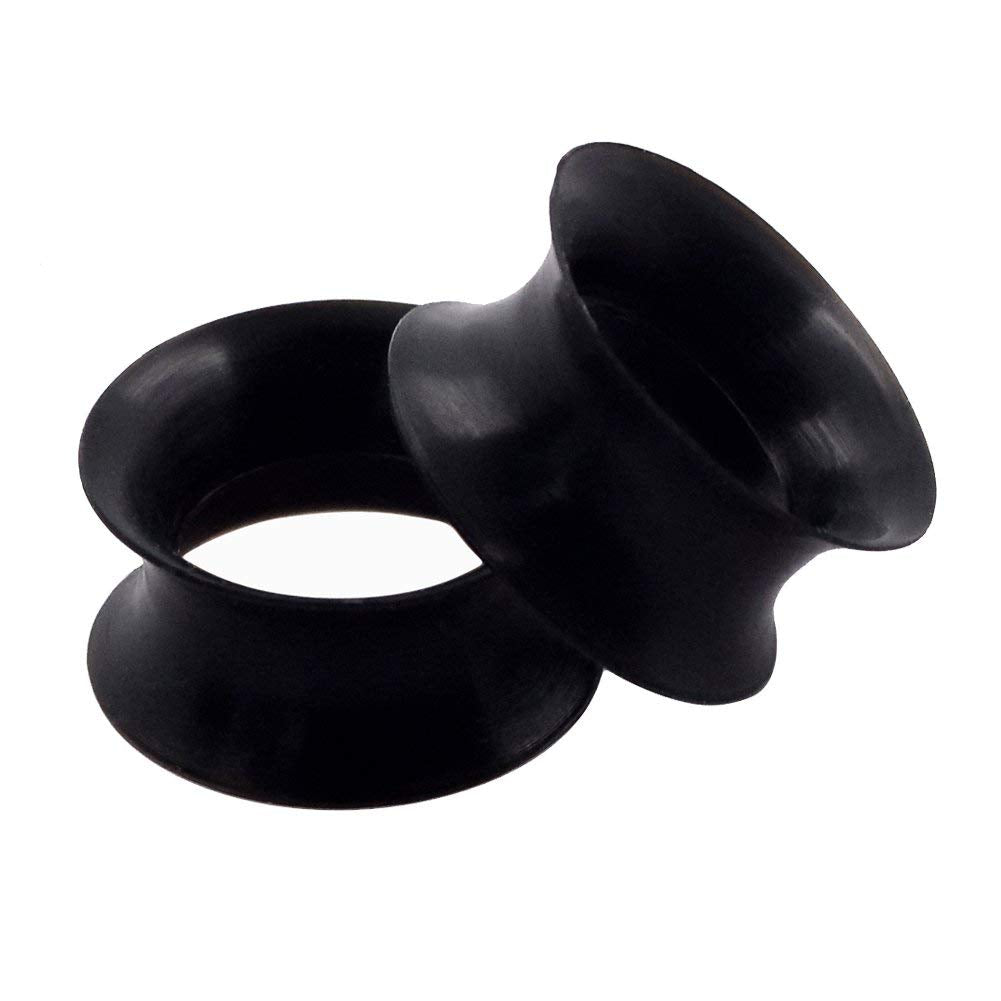 Qmcandy 1 Pair Black Thin Silicone Flexible Ear Skin Hollow Tunnels Plugs Earlets Piercing 78 Inch