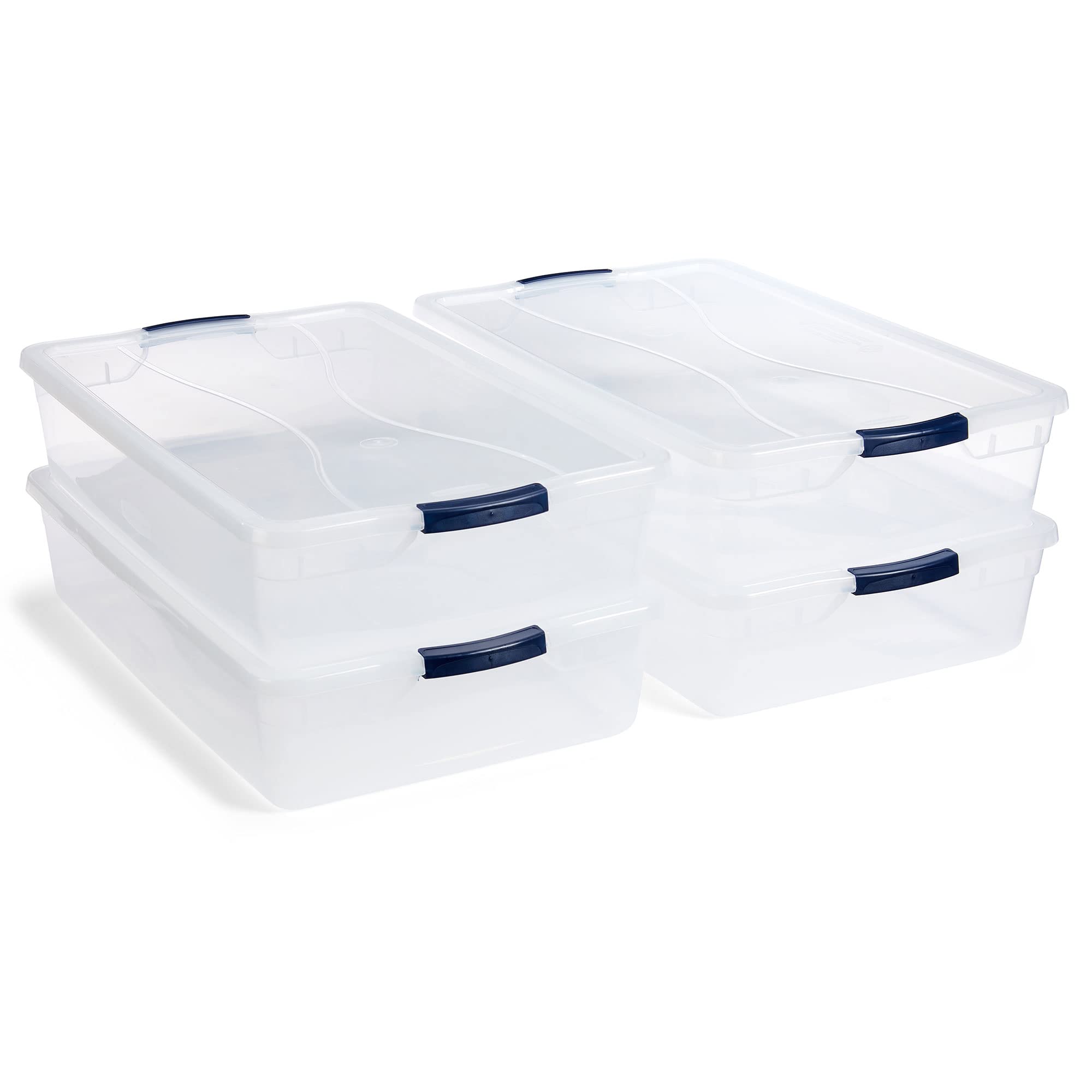 Rubbermaid Cleverstore Clear 41 Qt, 4-Pack, Made In Usa, Stackable Clear Storage Bins With Lids, See-Through Plastic Storage, Wi