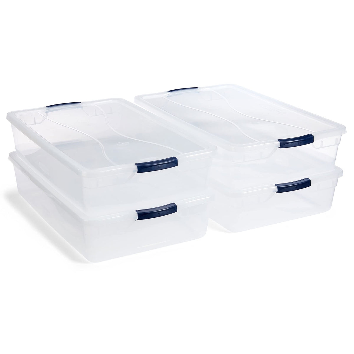 Rubbermaid Cleverstore Clear 41 Qt, 4-Pack, Made In Usa, Stackable Clear Storage Bins With Lids, See-Through Plastic Storage, Wi