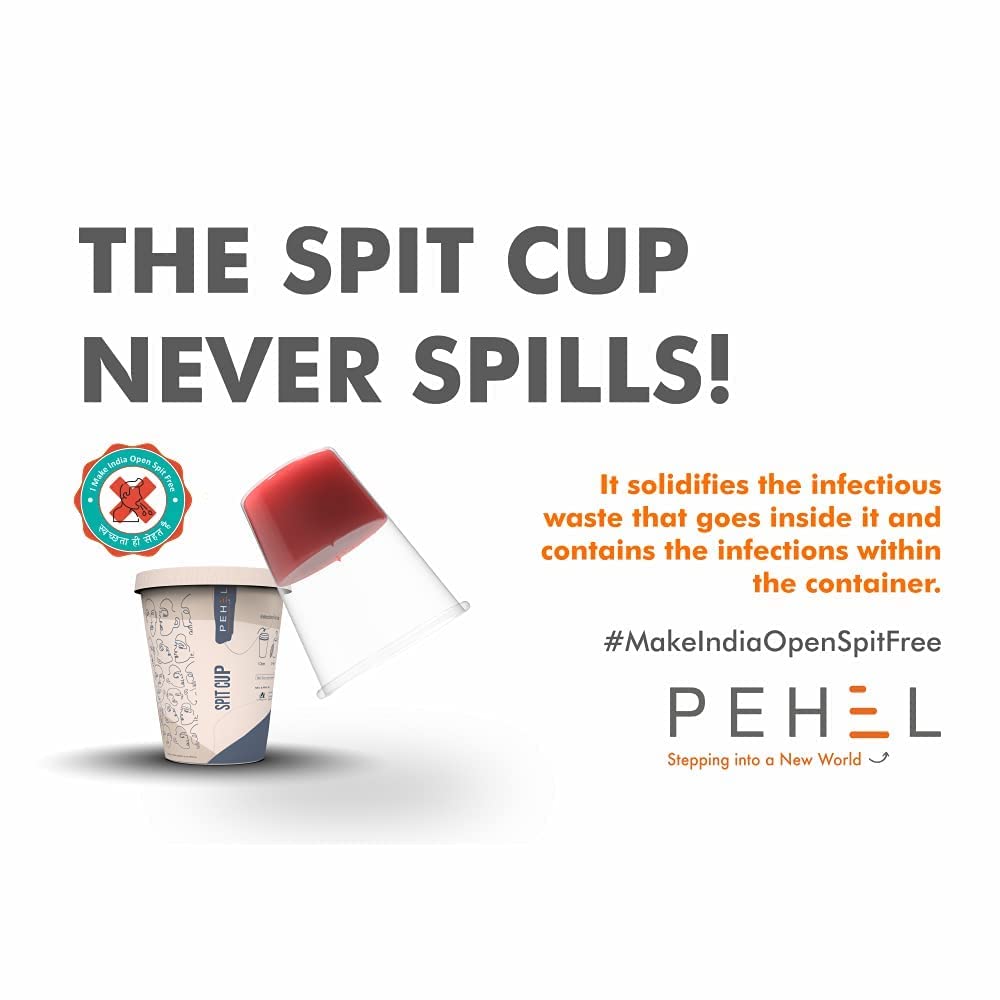 Ekpehel Disposable Paper Spitting Cup - Pack Of 10, Unique Mechanism Solidifies The Liquid Waste, Sputum Spit Mug With Lid Cover